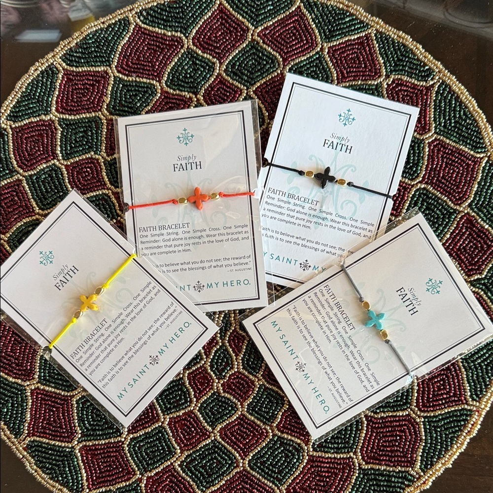 Set of My Saint My Hero Faith bracelets to stack or given separately as gifts.